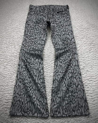 Tornado Mart Cheetah Pattern Jacquard Flared Pants