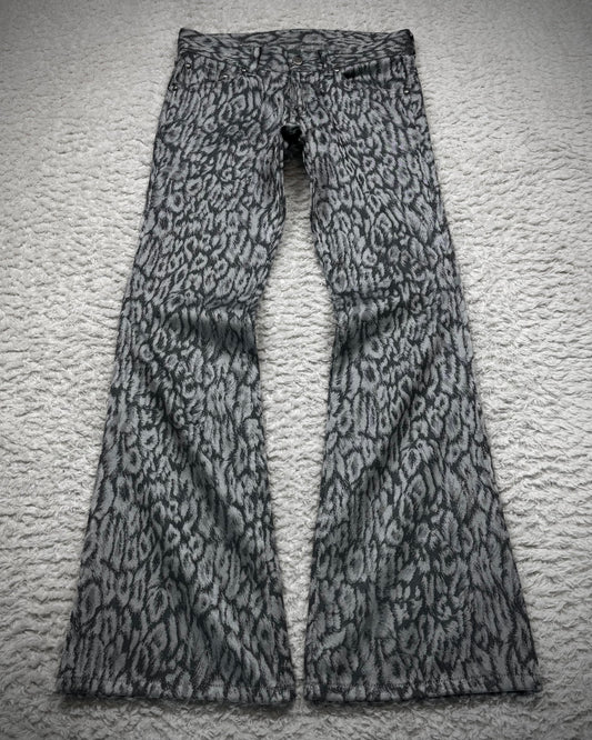 Tornado Mart Cheetah Pattern Jacquard Flared Pants