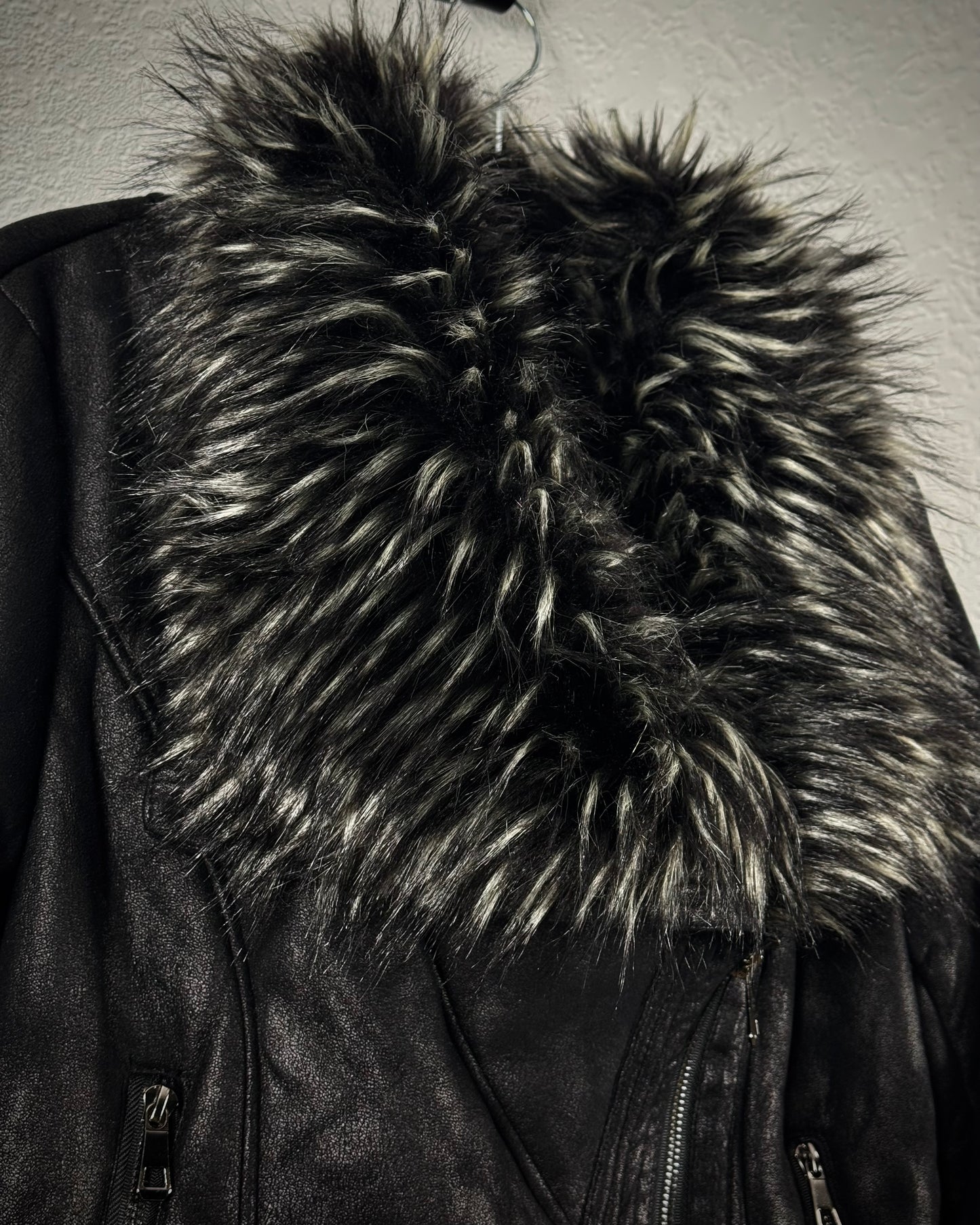 A+F Chunky Faux Fur Luster Textured Jacket