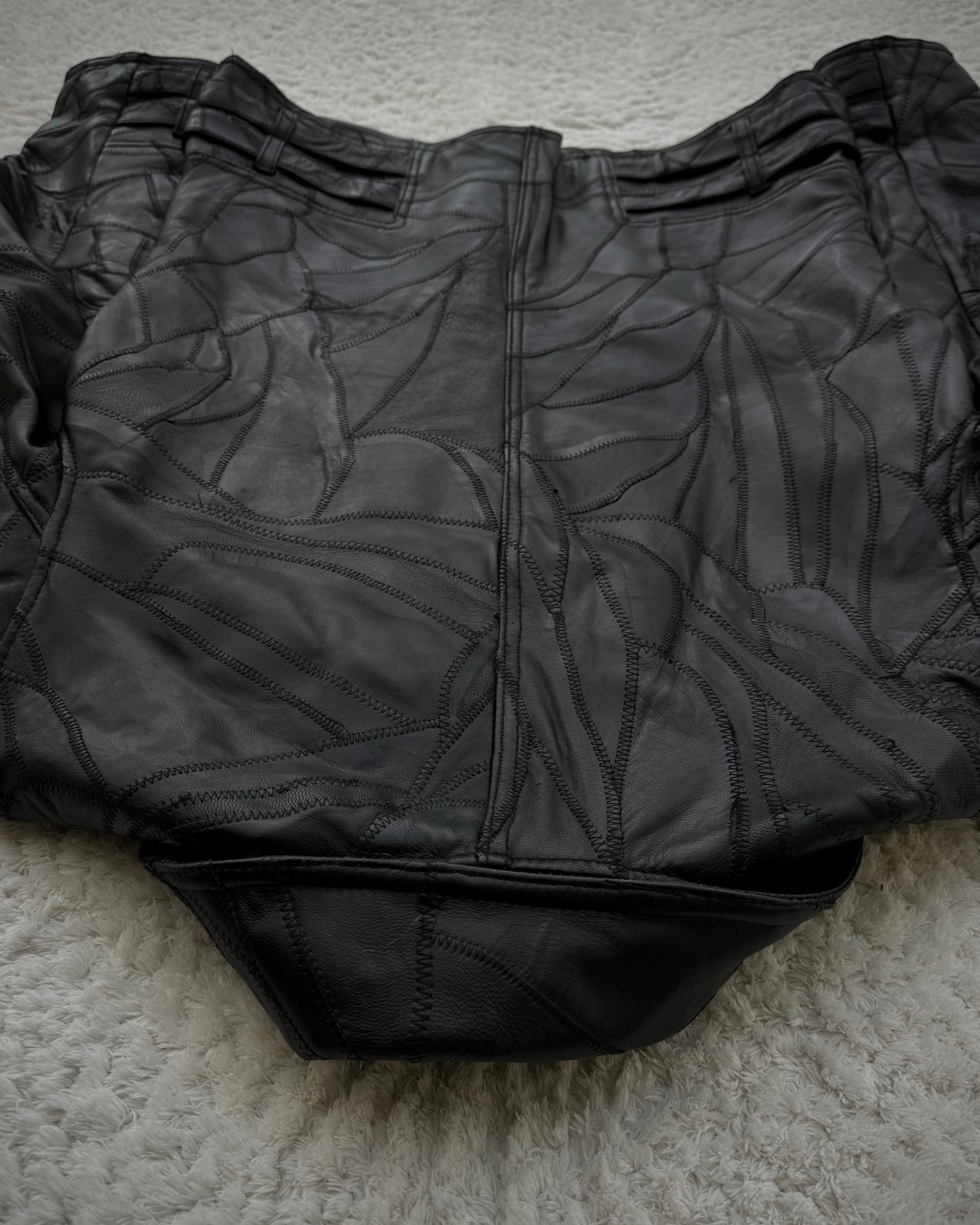 All The Way Scar Stitched Leather Patchwork Jacket