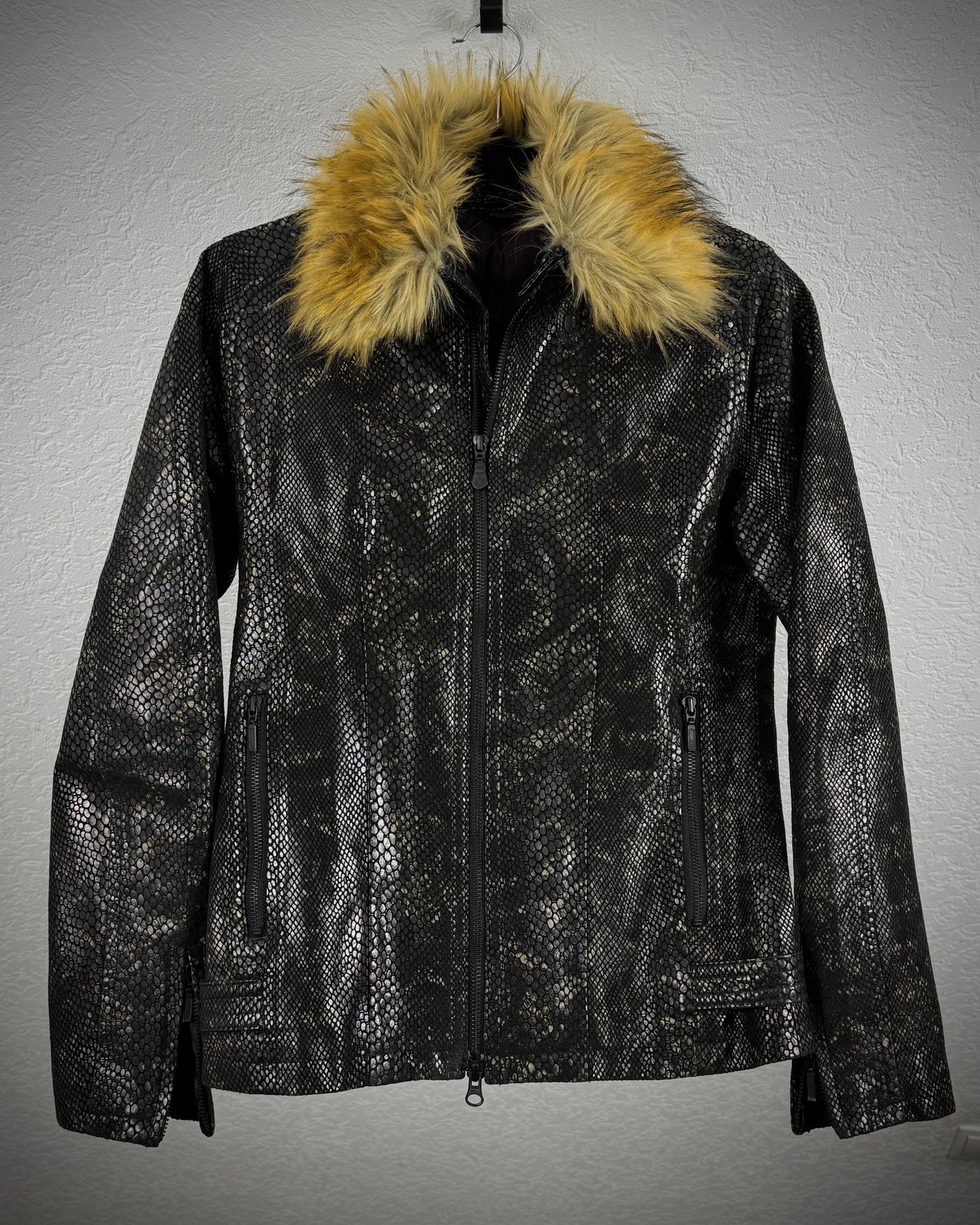 Tornado Mart Raccoon Fur Python Shimmer Jacket