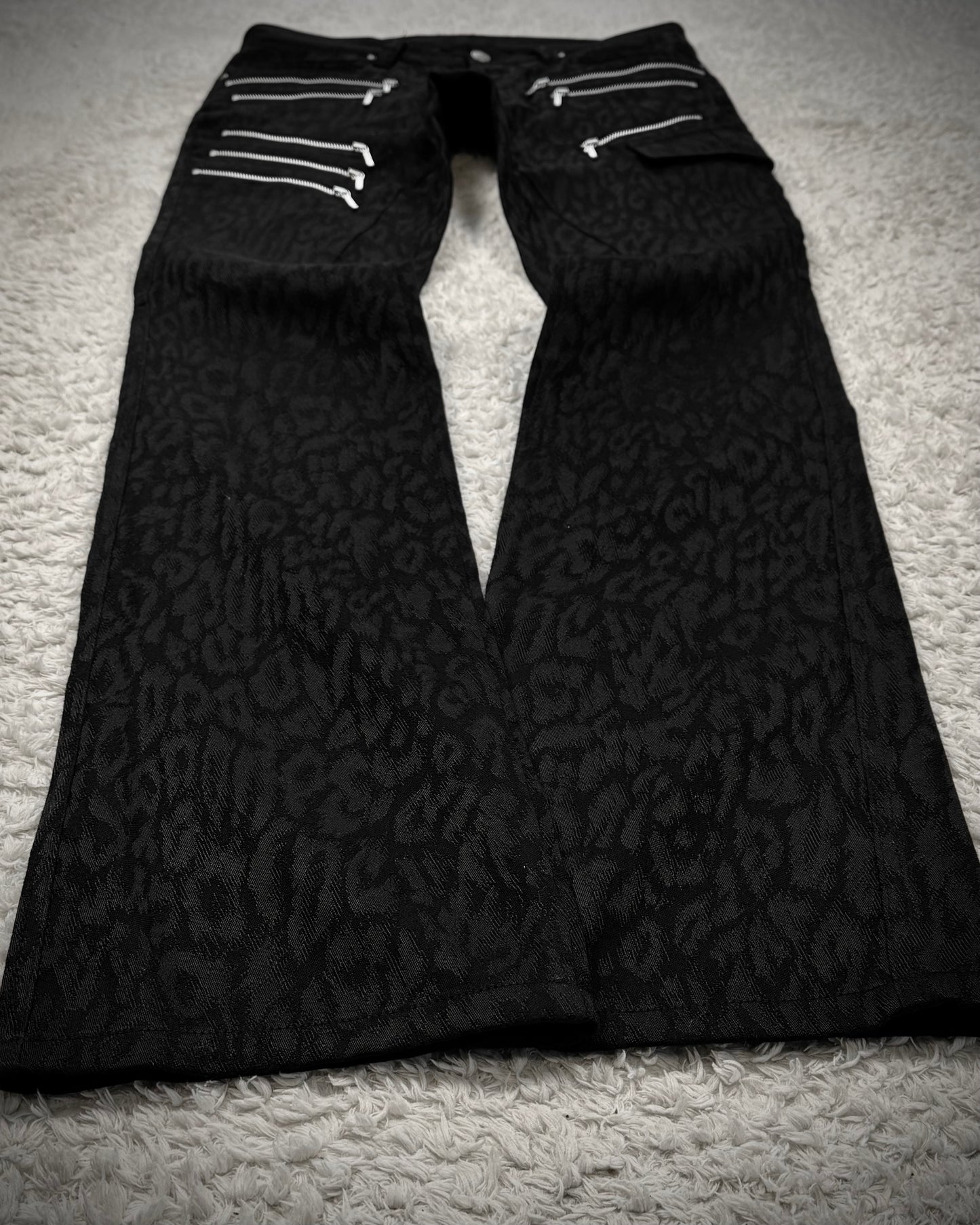 Tornado Mart Leopard Woven Zippered Bootcut Pants