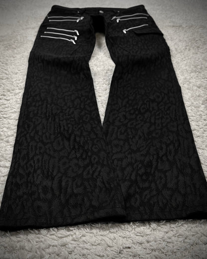 Tornado Mart Leopard Woven Zippered Bootcut Pants
