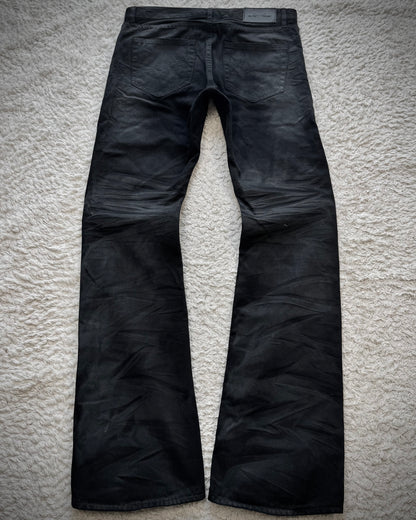 CavariA Studded Whisker Washed Flared Jeans