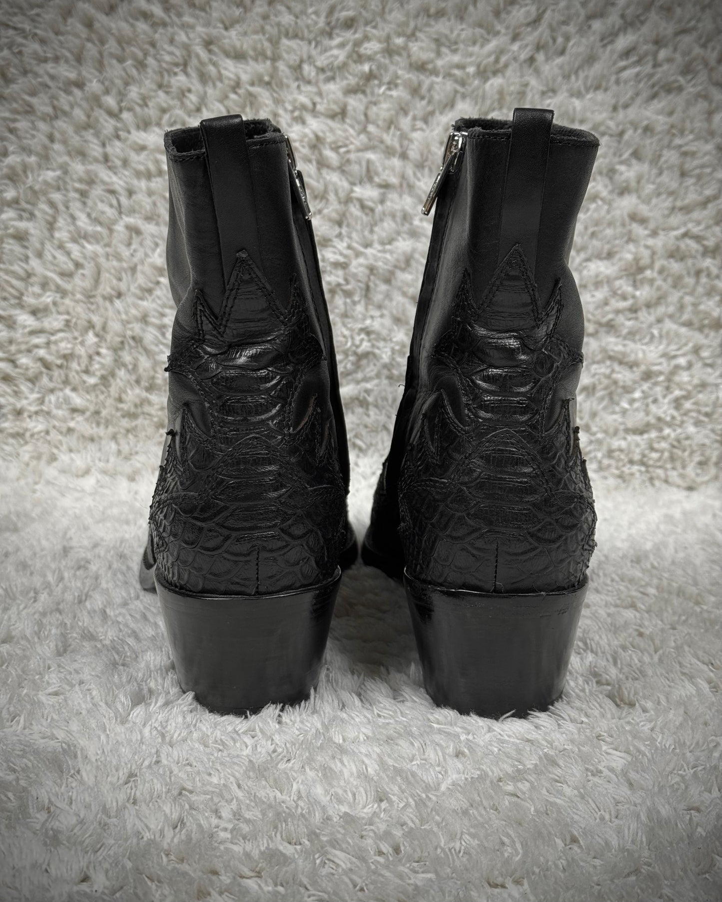 Ash Python Leather Metallic Pointed Boots