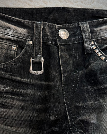 Xfrm Studded Silver Whisker Washed Bootcut Jeans