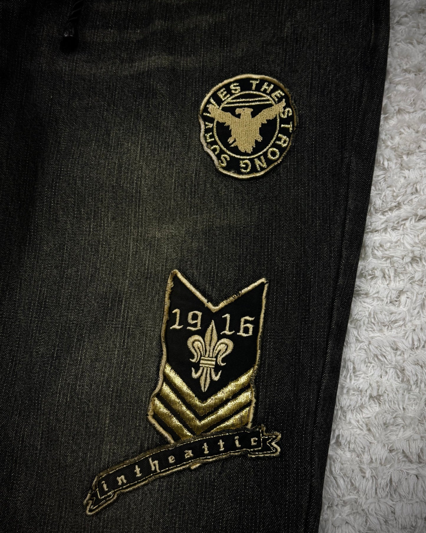 In The Attic Double Waisted Studded Lace Up Flared Jeans