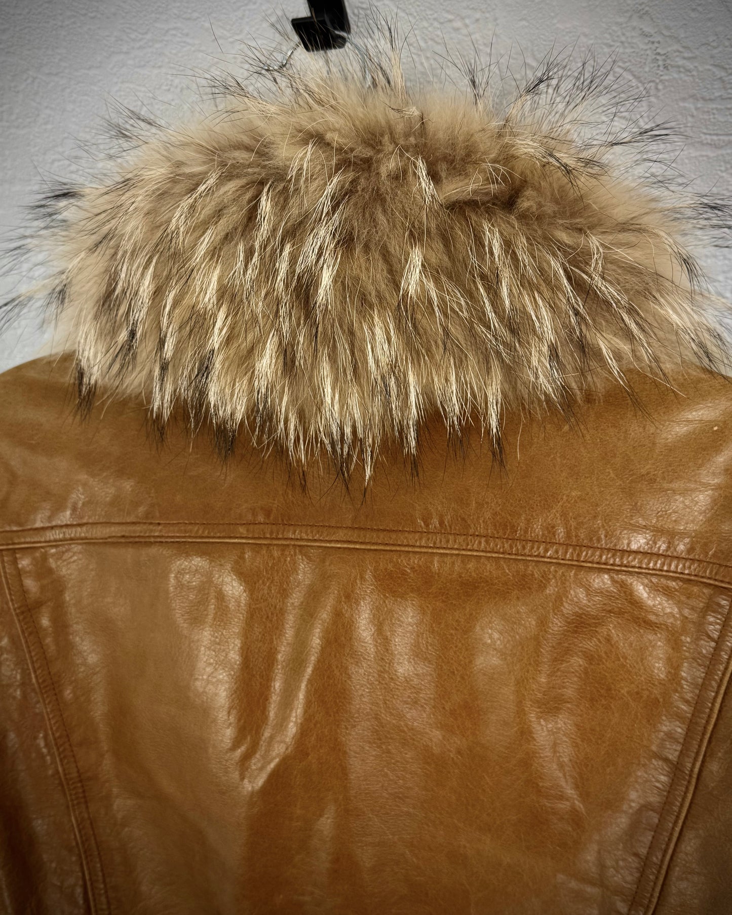 A.S.M. Raccoon Fur Café Leather Jacket