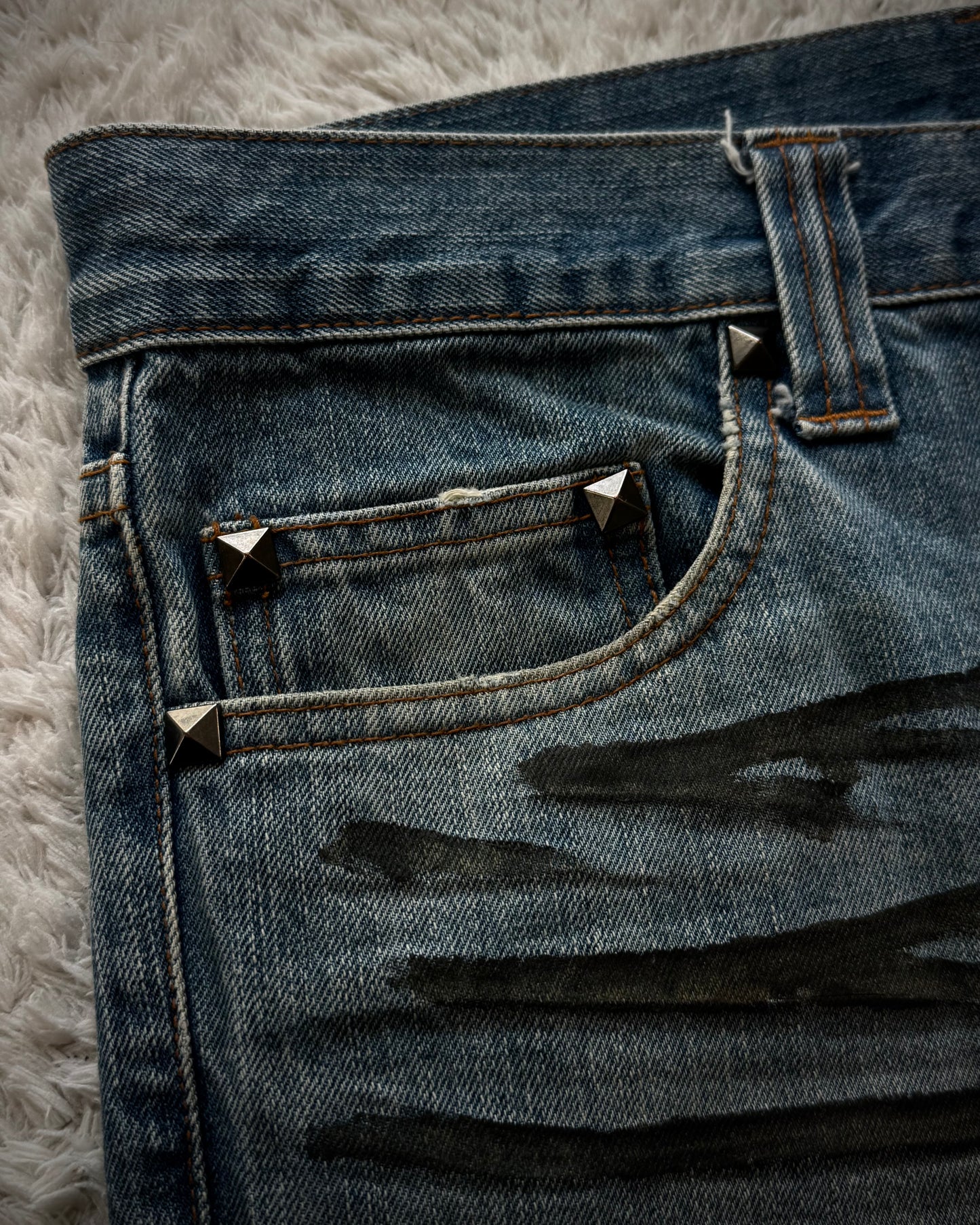 Semantic Design Crocodile Clawmarks Flared Jeans