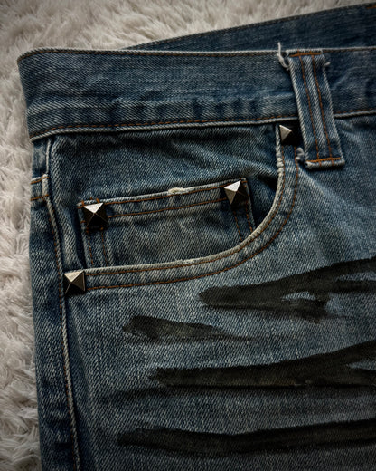 Semantic Design Crocodile Clawmarks Flared Jeans