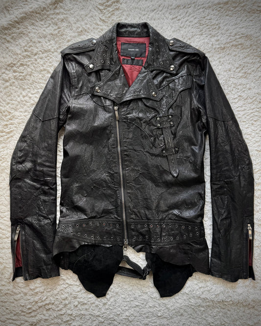Yasuyuki Ishii Studded Raw Cut Leather Patchwork Jacket