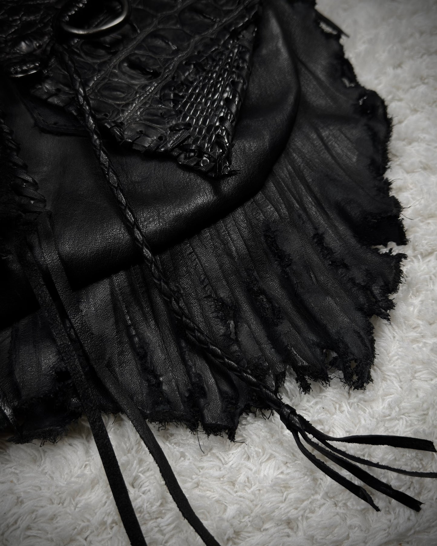 Raw Cut Crocodile Leather Shoulder Bag