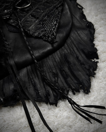 Raw Cut Crocodile Leather Shoulder Bag