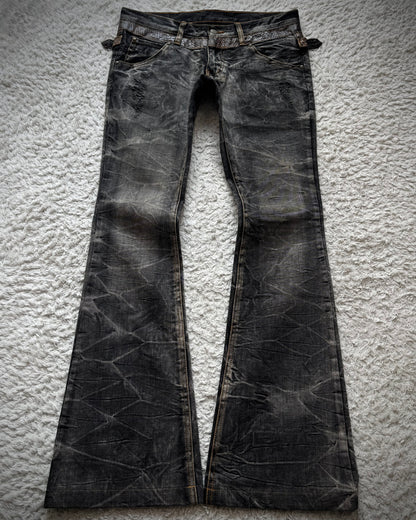 Tornado Mart Python Belted Flared Jeans
