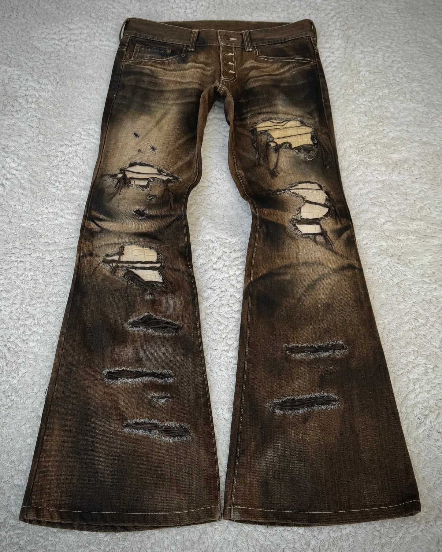 Tornado Mart Croco Repaired Flared Jeans