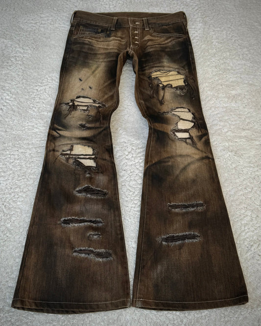 Tornado Mart Croco Repaired Flared Jeans