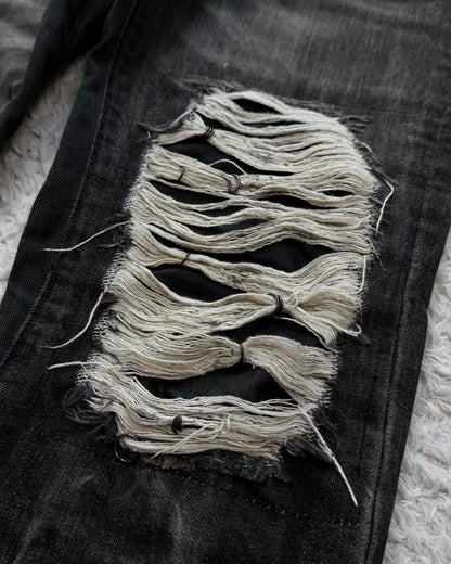 Buffalo Bobs Leather Repaired Pierced Bootcut Jeans