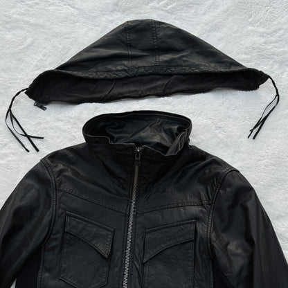 Buffalo Bobs Detachable Hood Leather Jacket