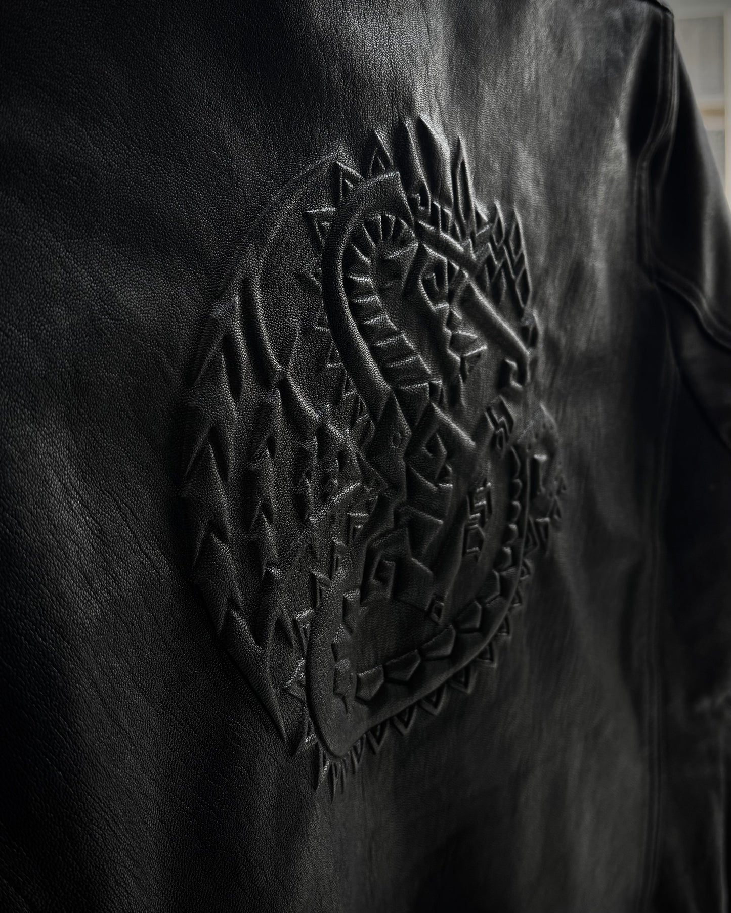 Monster Hunter Dragon Embossed Python Textured Leather Jacket