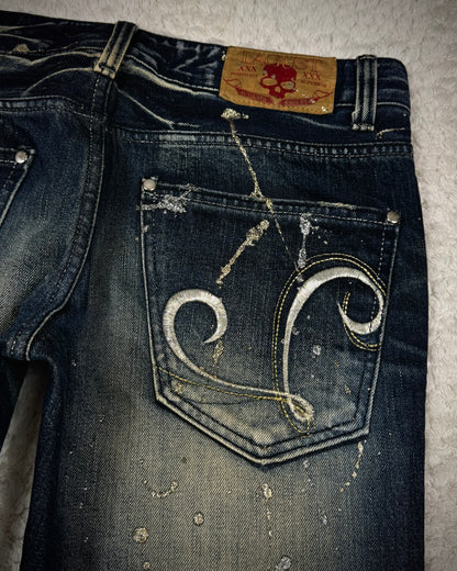 Lagust Gold & Silver Splatter Zippered Bootcut Denim