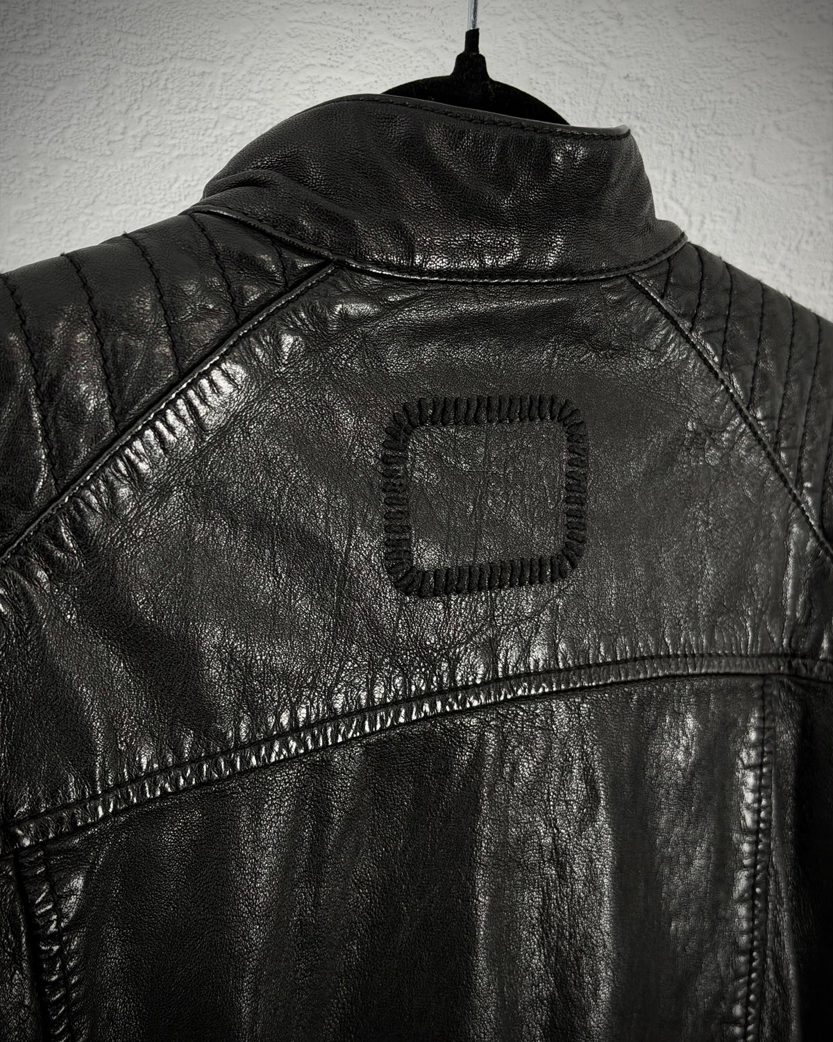 Tigha Ribbed Leather Biker Jacket