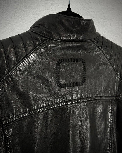 Tigha Ribbed Leather Biker Jacket