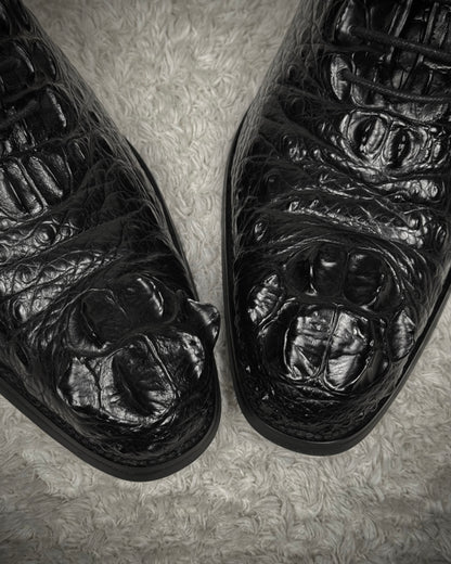 Deep Carved Crocodile Leather Boots