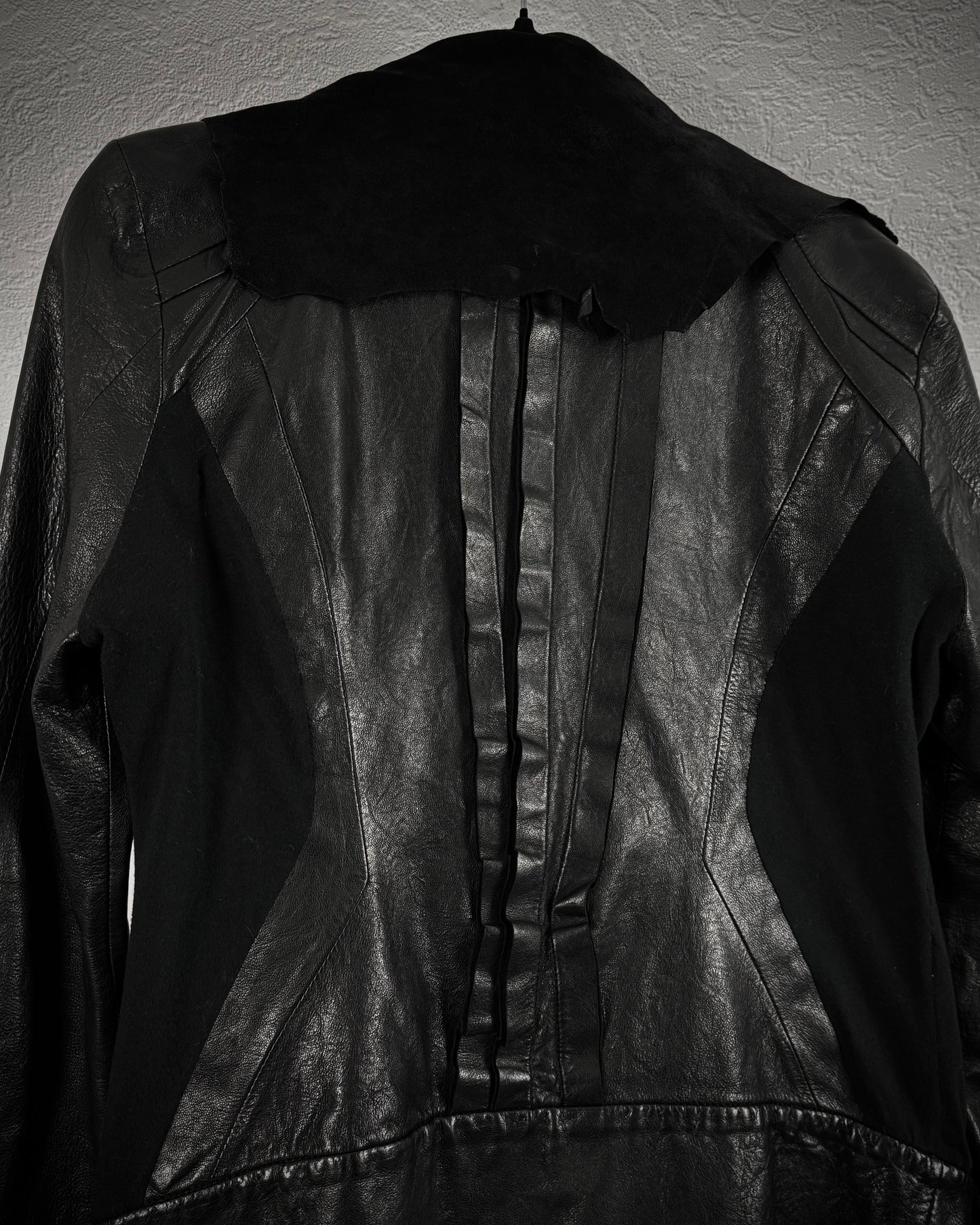 Ekam Asymmetrical Raw Cut Sheepskin Leather Jacket