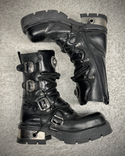 New Rock Steel Heel Leather Boots