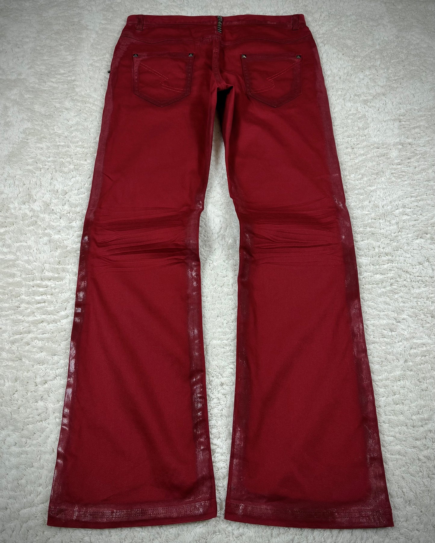 Semantic Design Crimson Waxed Studded Bootcut Jeans