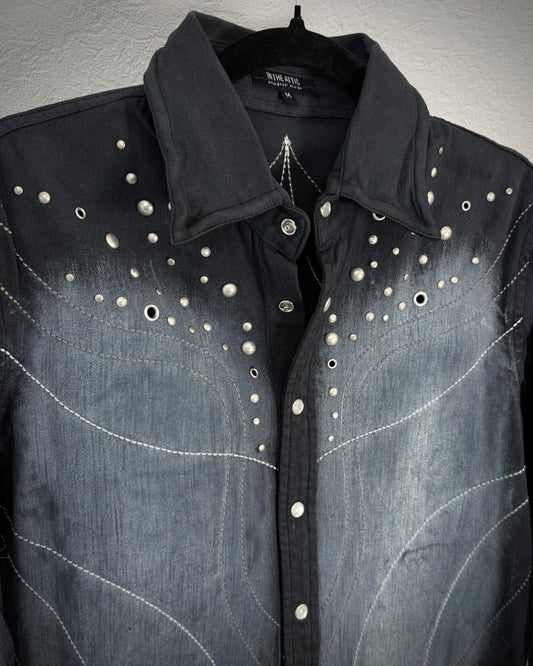 In The Attic Stitched Studded Ocean Button Up Shirt