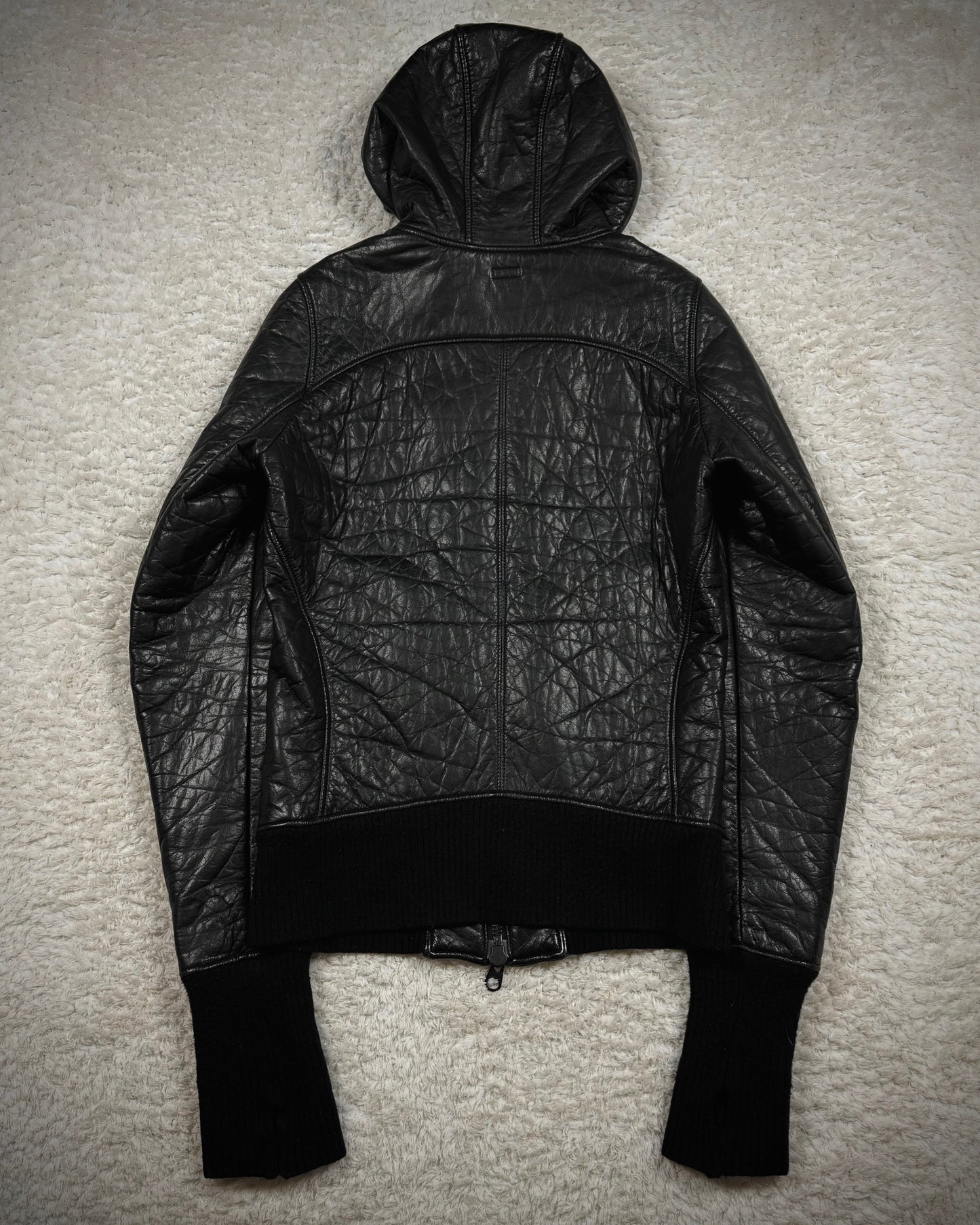 L.G.B. Hooded Textured Leather Parka