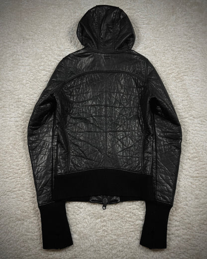 L.G.B. Hooded Textured Leather Parka