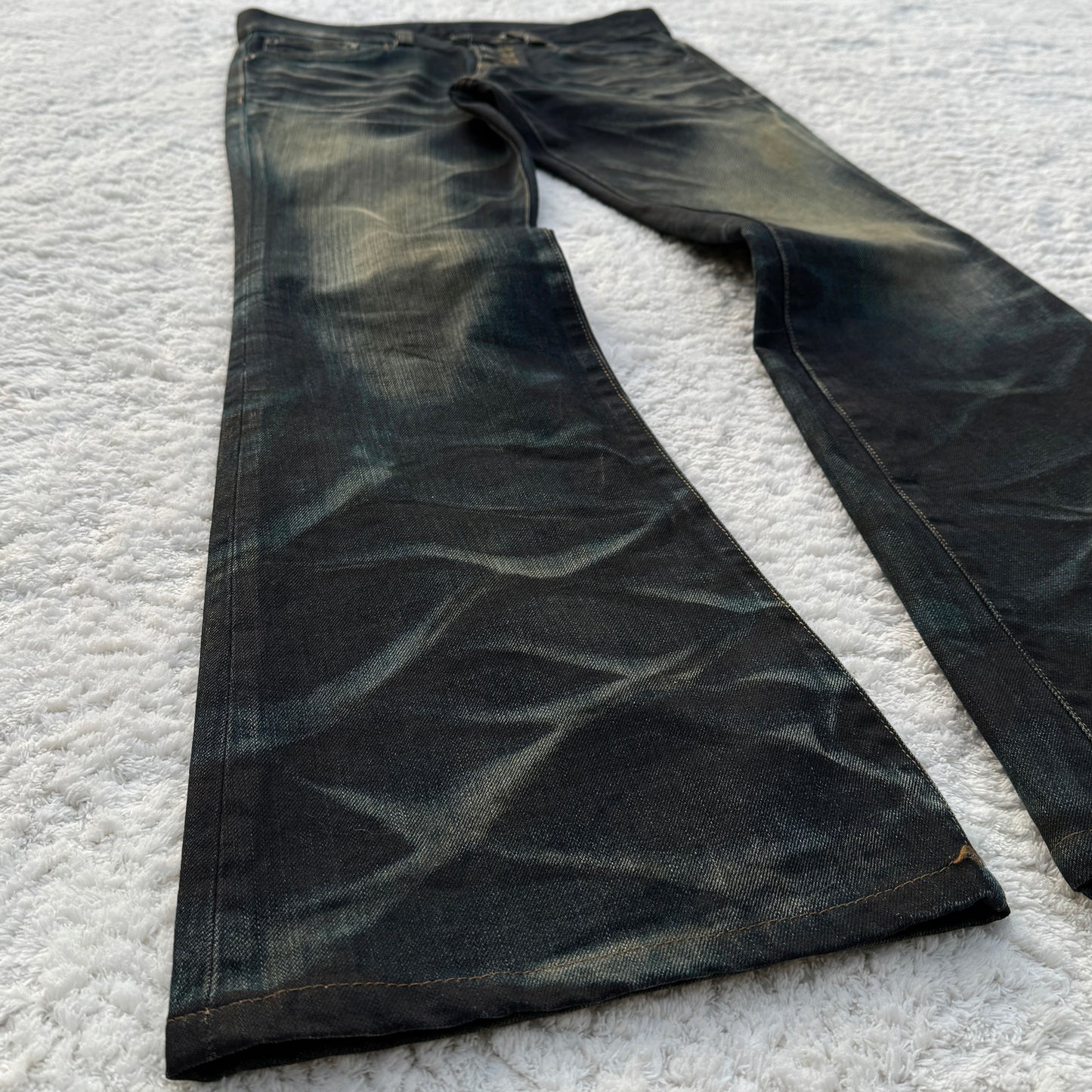 Tornado Mart Whisker Mud Washed Flared Jeans