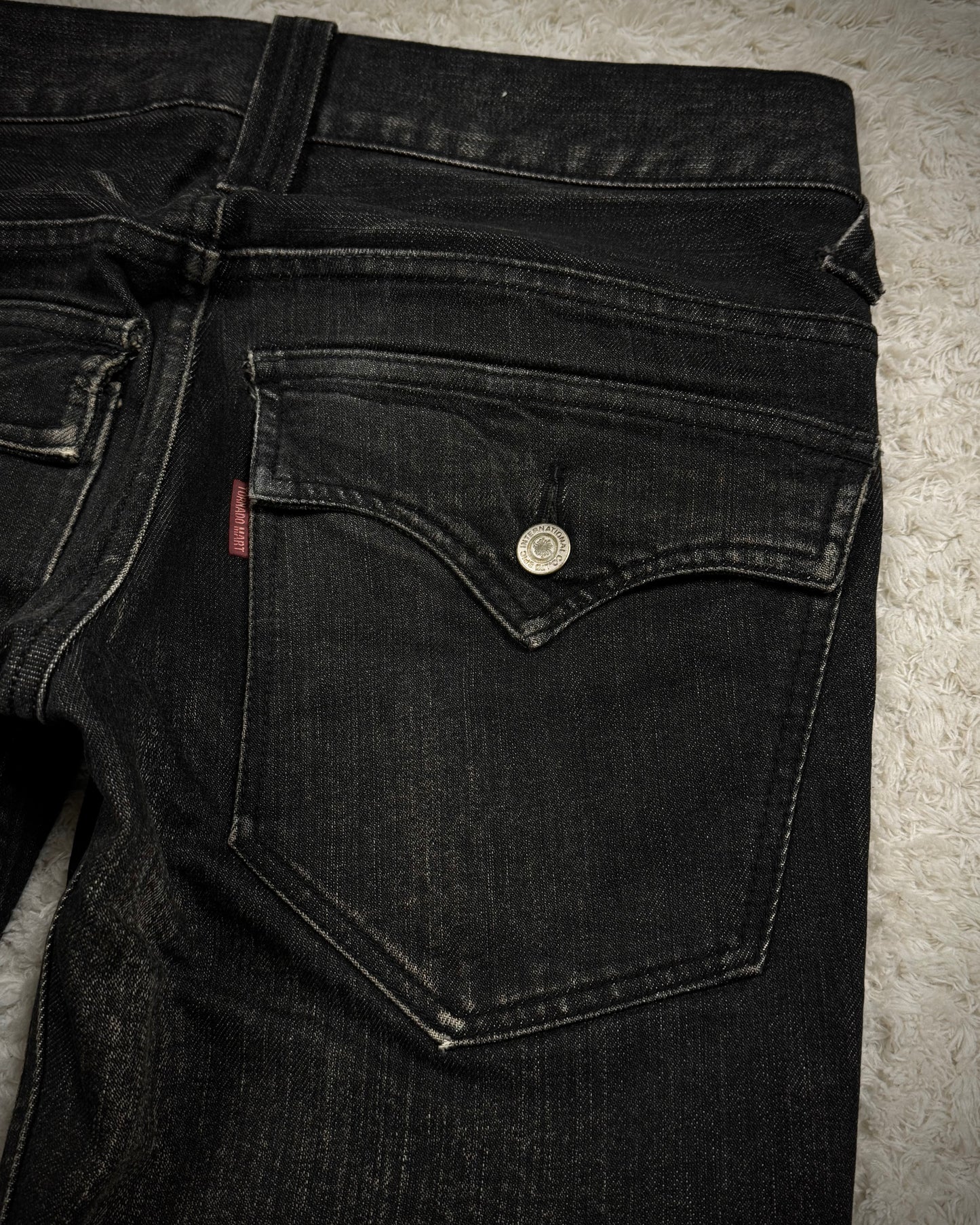 Tornado Mart Clawmark Washed Spiral Flared Jeans