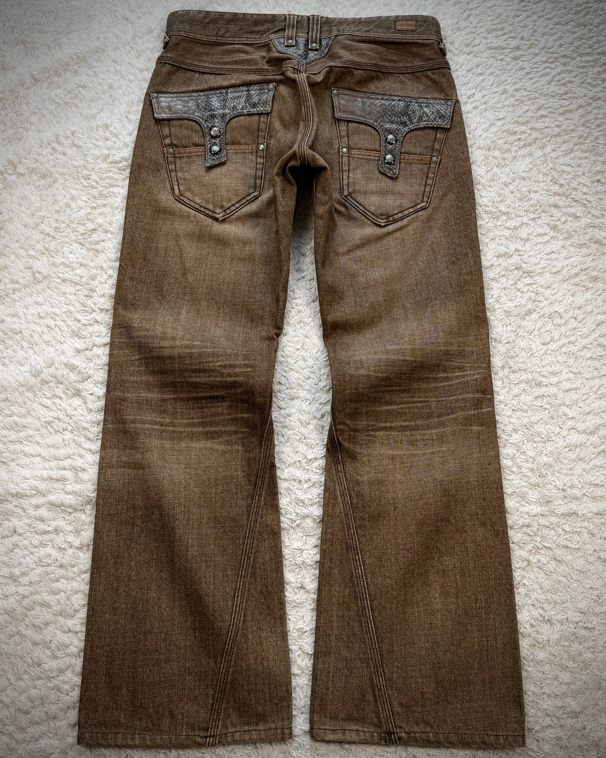 Nicole Club Python Detailed Mud Washed Flared Jeans