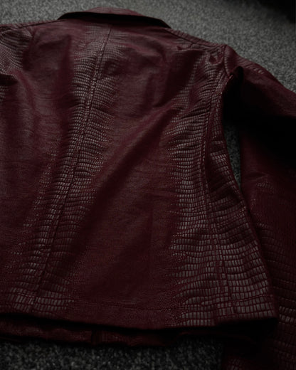 Tornado Mart Crimson Reptile Pattern Waxed Jacket