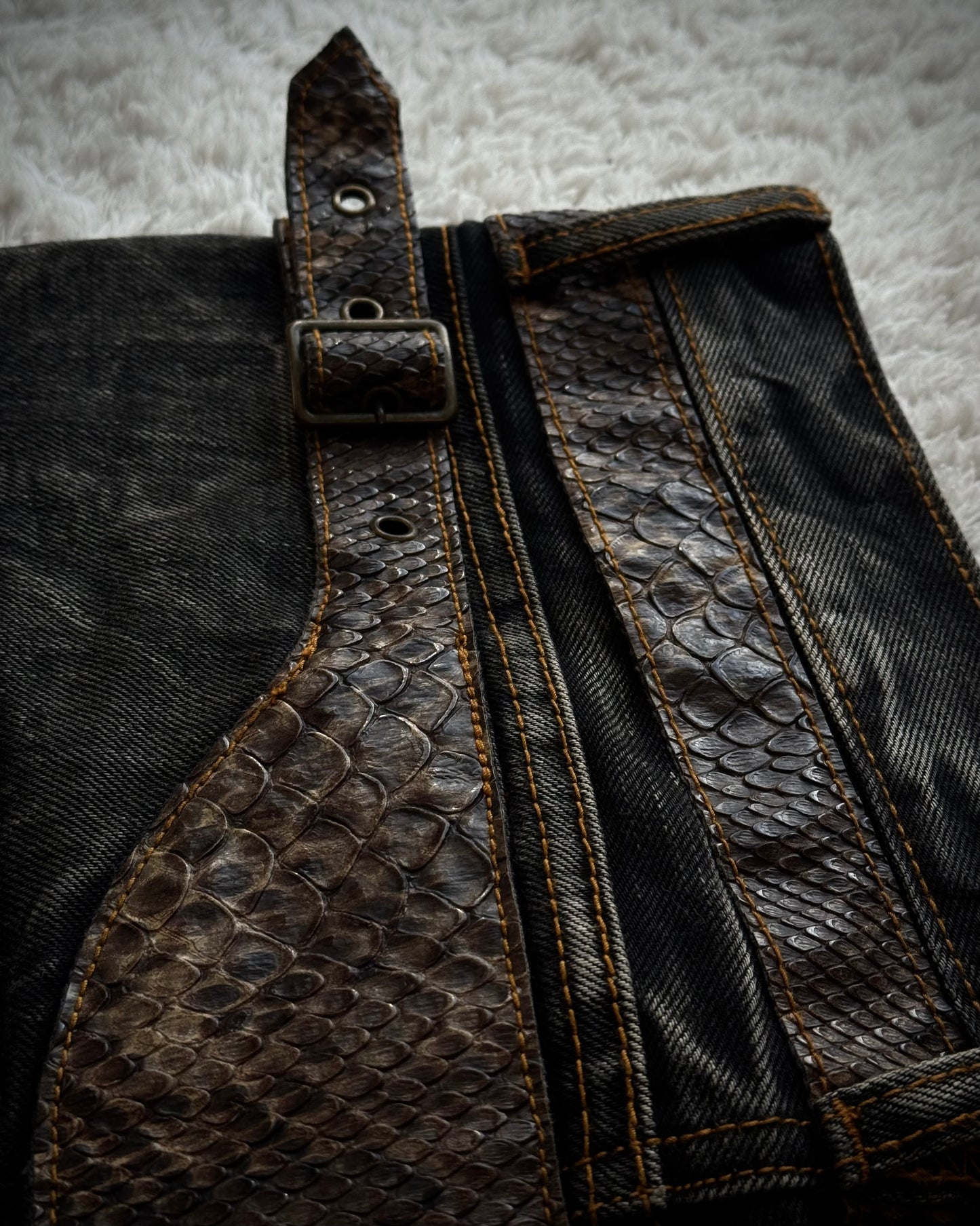 Tornado Mart Python Belted Flared Jeans