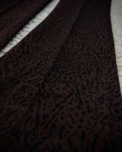Tornado Mart Leopard Pattern Jacquard Pleated Flared Pants
