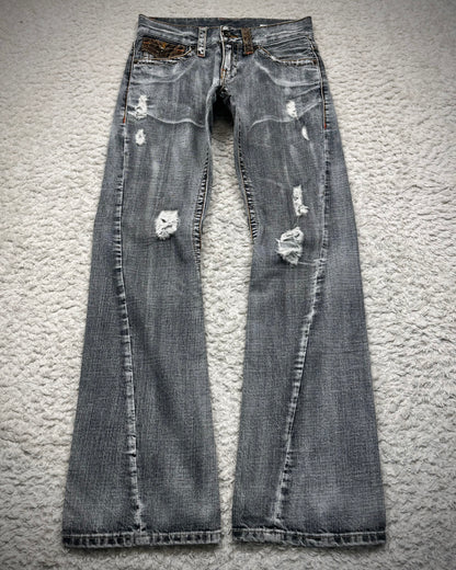 Semantic Design Python Flaps Spiral Flared Jeans