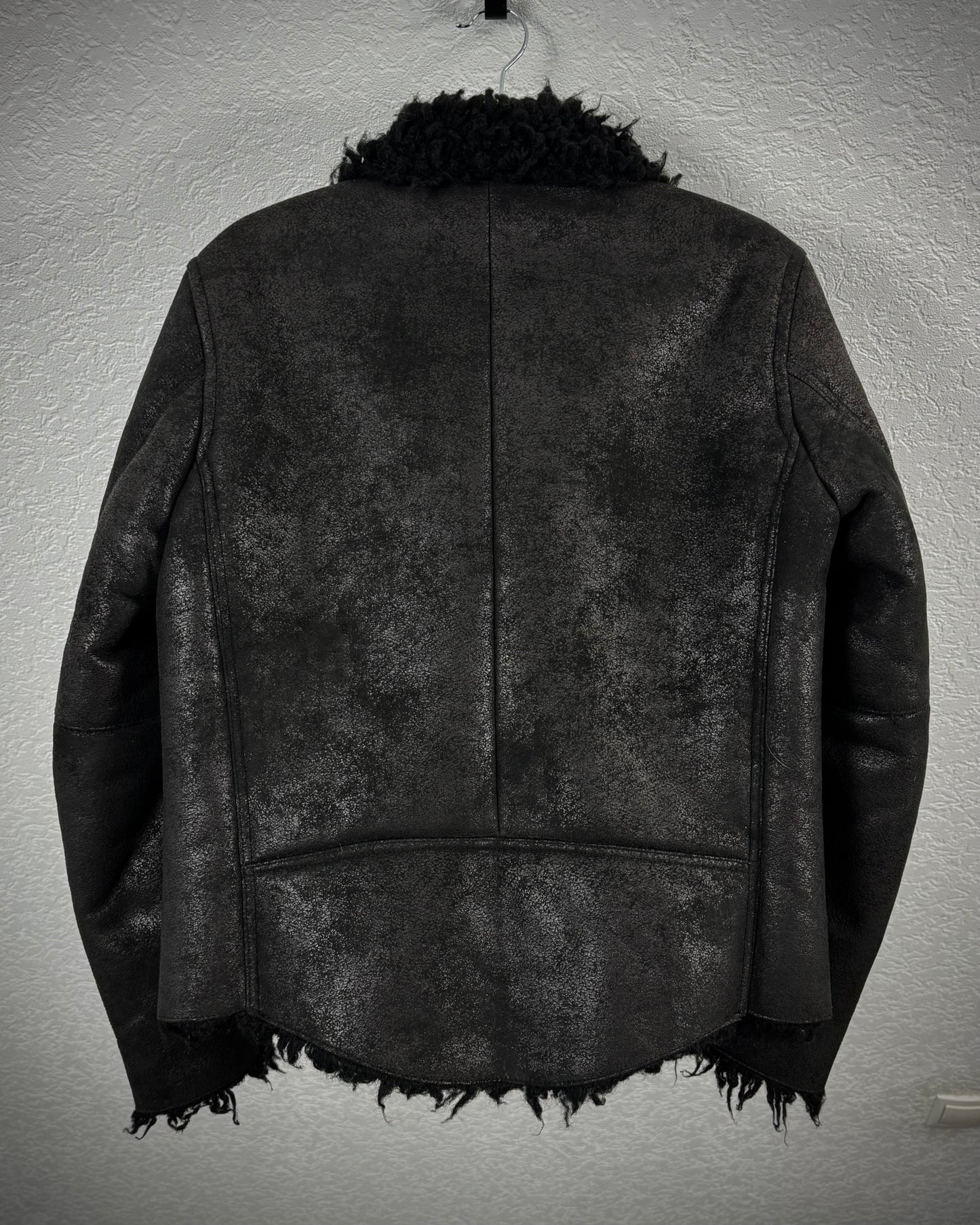Custom Culture Luster Textured Shearling Biker Jacket