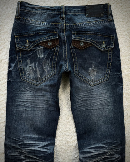 Semantic Design Vintage Zippered Clawmarks Flared Jeans