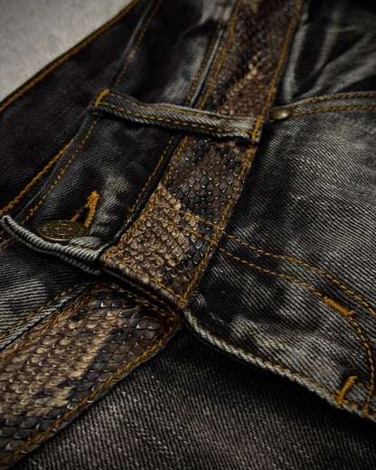 Tornado Mart Python Belted Flared Jeans