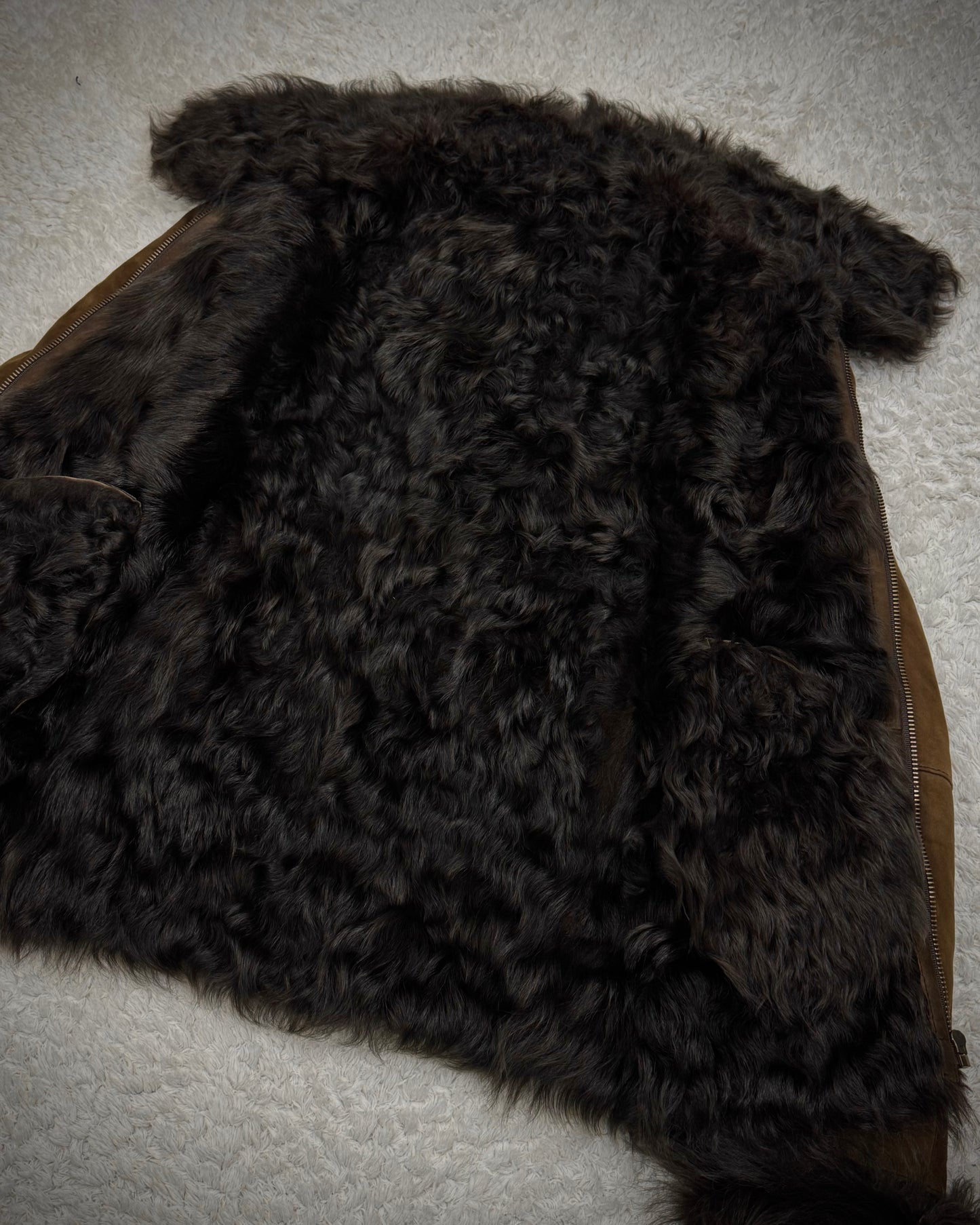 Lamb Fur Lined Vintage Leather Jacket