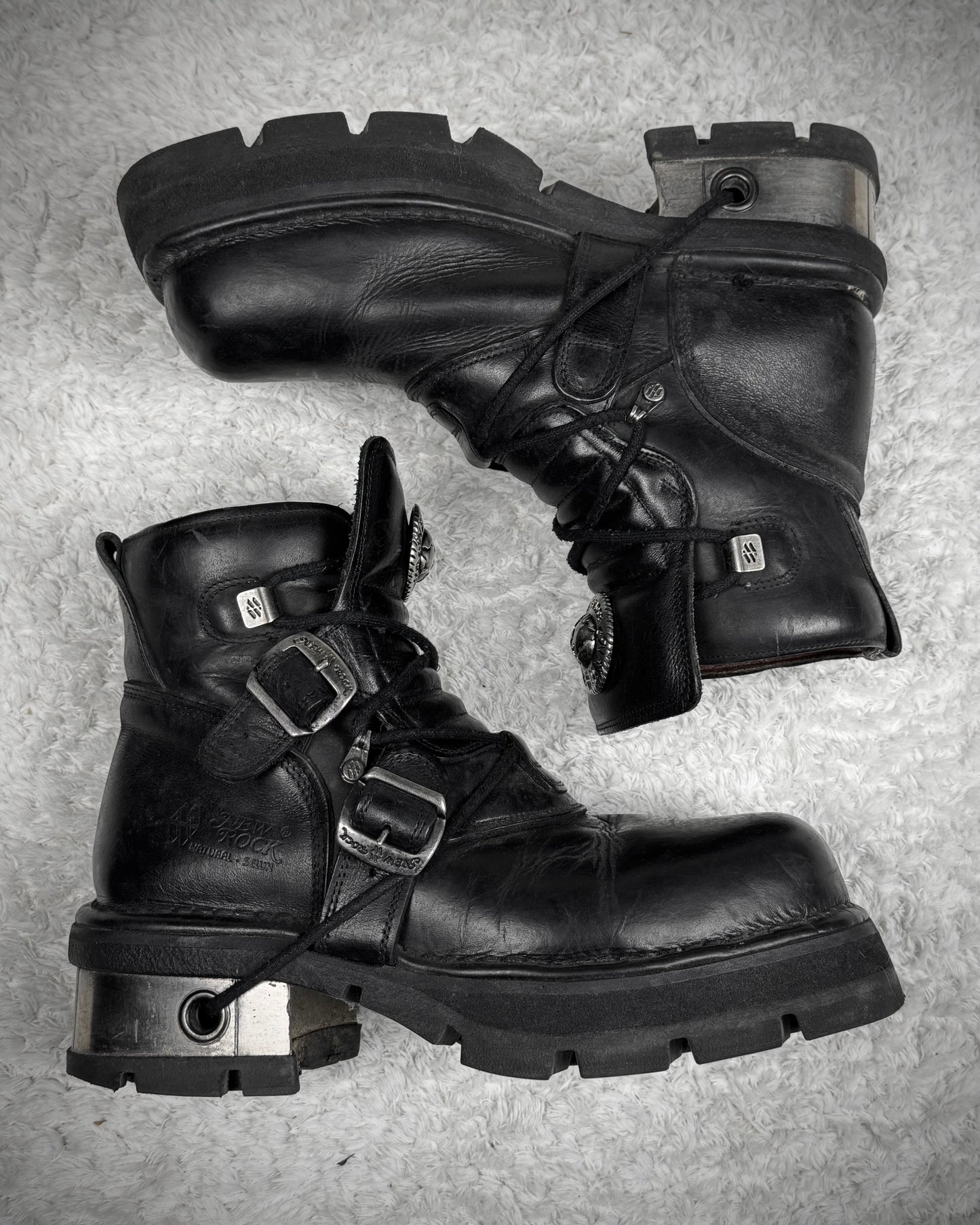 New Rock Steel Heel Leather Boots