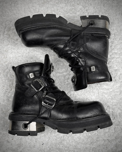 New Rock Steel Heel Leather Boots