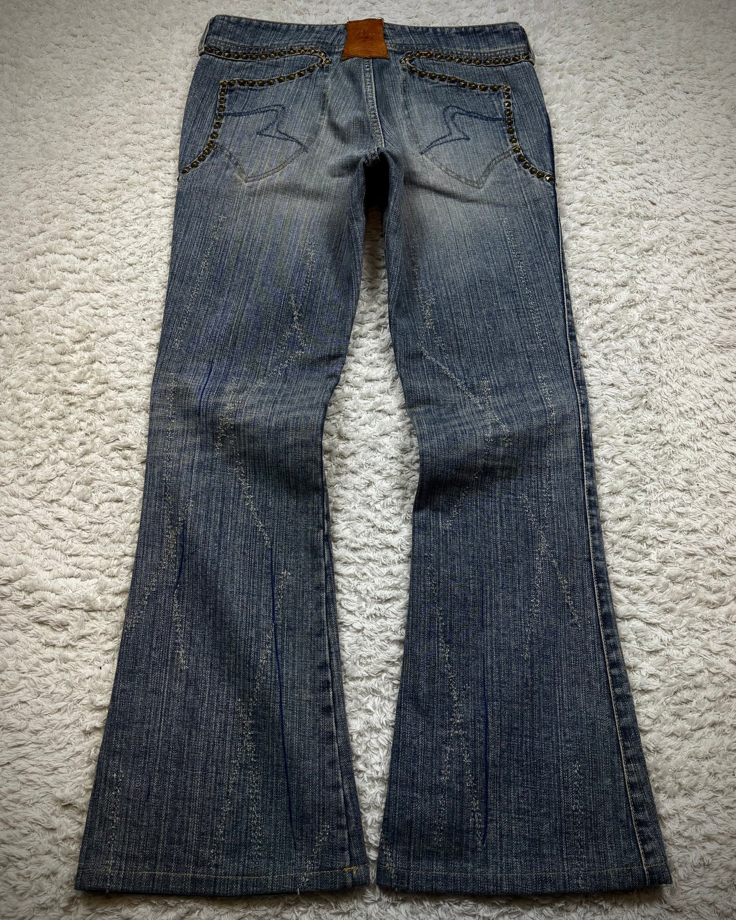 Obelisk Star Studded Vintage Flared Jeans