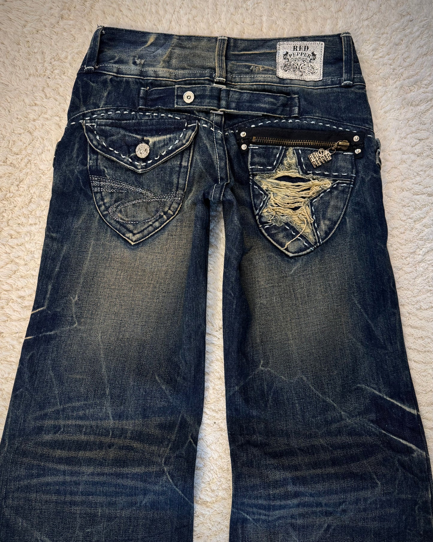 Red Pepper Mud Washed Wide Leg Flared Jeans