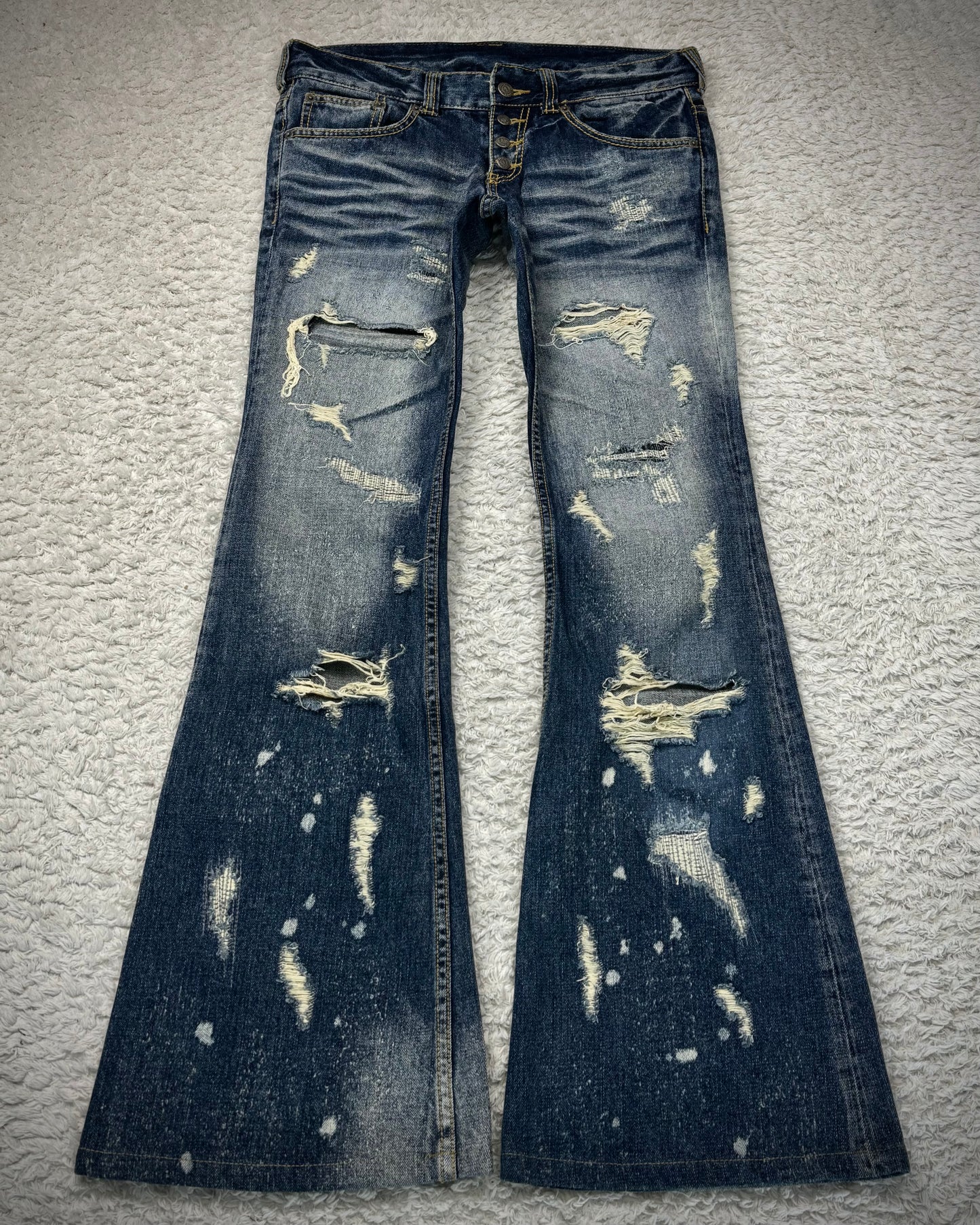 Tornado Mart Stitch Repaired Distressing Clawmarks Flared Jeans