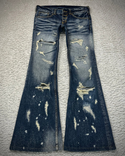 Tornado Mart Stitch Repaired Distressing Clawmarks Flared Jeans